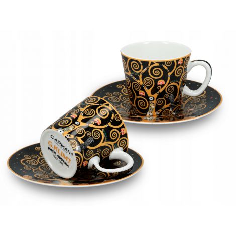Komplet dwóch filiżanek Carmani 125ml espresso ze spodkami - G. Klimt, Drzewo Życia - 2